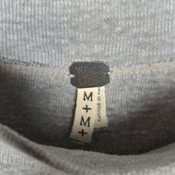 WE THE FREE Palisades Off Shoulder Pullover Slub Knit Sweater Top Grey Size M - Picture 6 of 9